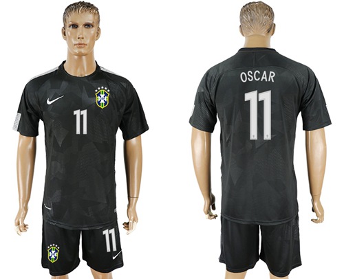 Brazil #11 Oscar Black Soccer Country Jersey